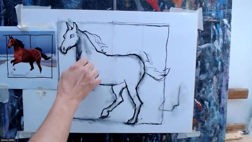 Drawing Cafe Horse with Charcoal 300625